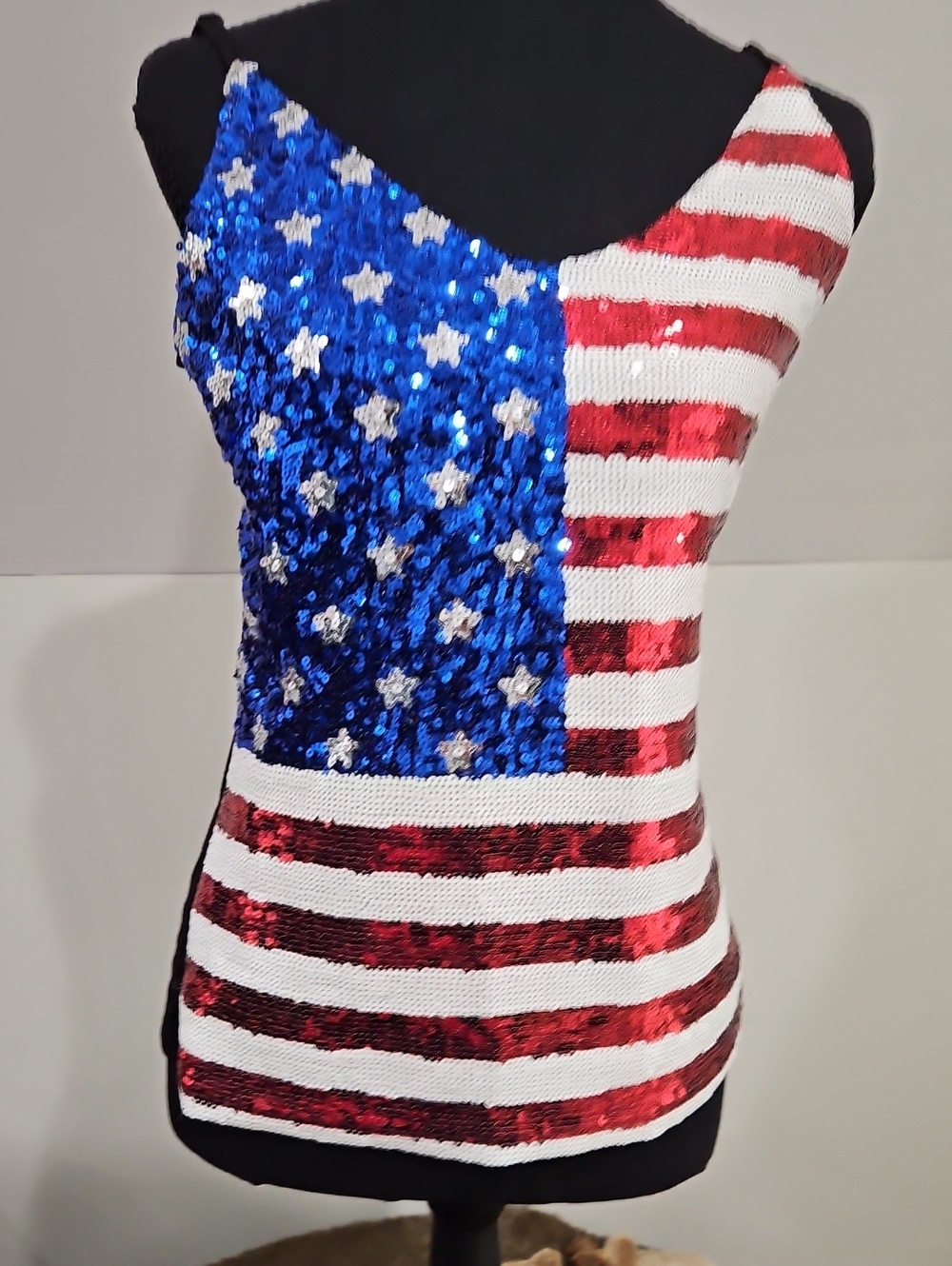Miss Chievous Women's  Red White Sequin Stripe Top. Size S